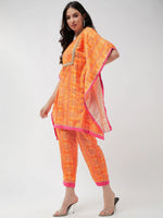 Digital Printed Yoke With Lace Kaftan Short Kurta With Pant Set