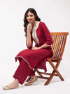 Festive Embroidered Neck-Patch Panelled Kurta With Laces-PK4513-S