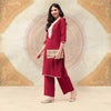 Festive Embroidered Neck-Patch Panelled Kurta With Laces-PK4513-S