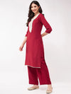 Festive Embroidered Neck-Patch Panelled Kurta With Laces-PK4513-S