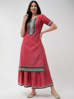 Wedding Inspired Digital Printed Yoke With Lace Kurta With Flared Palazzo Set