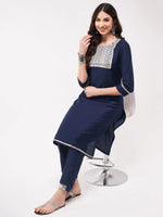 Festive Embroidered Square Neck-Patch Kurta With Laces