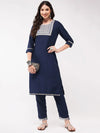 Festive Embroidered Square Neck-Patch Kurta With Laces