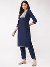 Festive Embroidered Square Neck-Patch Kurta With Laces