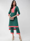 Wedding Inspired Allover Printed Yoke With Lace Insert Kurta With Pant Set