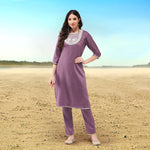 Festive Embroidered Round Neck-Patch Kurta With Laces