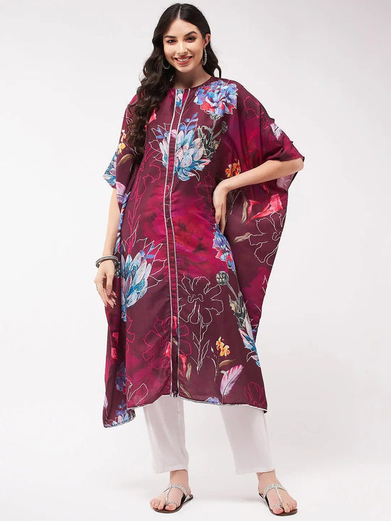 Wedding Inspired Digital Big Floral Printed Kaftan Kurta