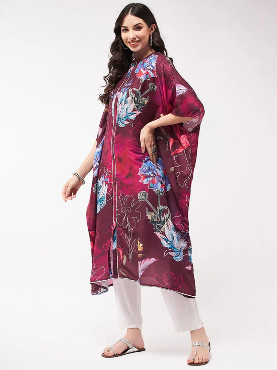 Wedding Inspired Digital Big Floral Printed Kaftan Kurta