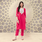 Festive Embroidered U- Neck-Patch Kurta With Laces