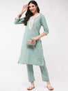 Festive Embroidered Neck-Patch Panelled Kurta With Laces-PK4512-S