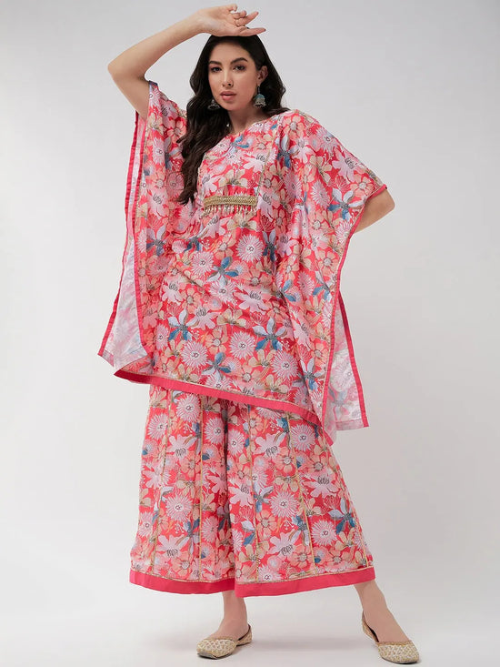 Wedding Inspired Digital Floral Printed Kaftan Style Kurta