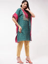 Wedding Inspired Digital Printed Kaftan Kurta With Lace At Yoke