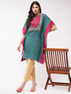 Wedding Inspired Digital Printed Kaftan Kurta With Lace At Yoke