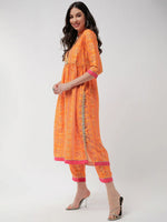 Wedding Inspired Digital Floral Printed Kurta With Lace At Placket