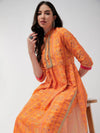 Wedding Inspired Digital Floral Printed Kurta With Lace At Placket