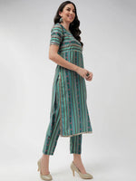 Wedding Inspired Digital Printed Horizontal Gotta Detailed Kurta