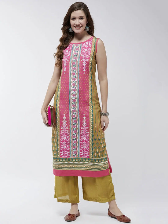 Jaipur Haat Placement Sleeveless Kurta-PK4409GRN-S