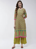 Jaipur Haat Placement Allover Kurta-PK4411GRN-S