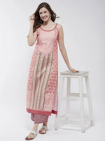 Jaipur Haat Strappy Placement Kurta-PK4407PNK-S