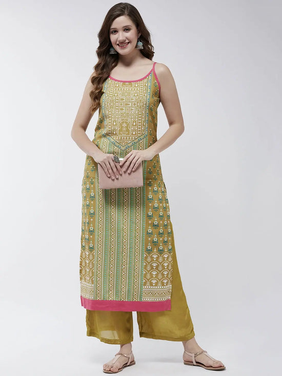 Jaipur Haat Strappy Placement Kurta-PK4407GRN-S