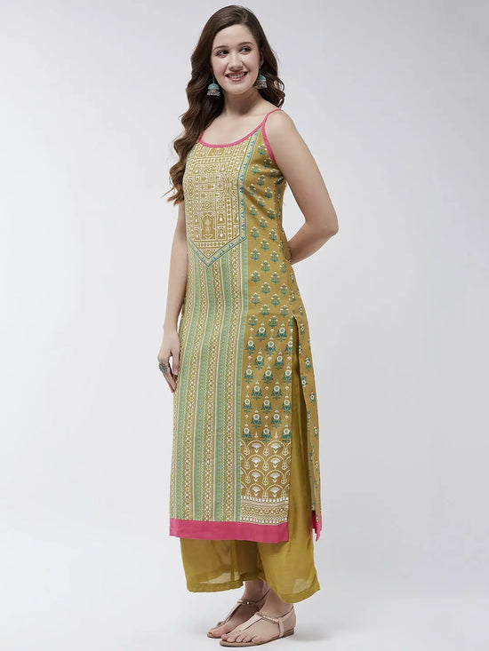 Jaipur Haat Strappy Placement Kurta-PK4407GRN-S