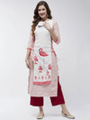 Side Dori Flamingo Printed Kurta-PK4377WHT-S