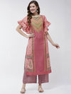 Jaipur Haat Placement Kurta With Flared Sleeves-PK4404PNK-S