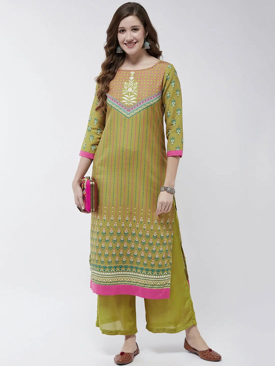 Jaipur Haat V-Shape Placement Kurta-PK4406GRN-S