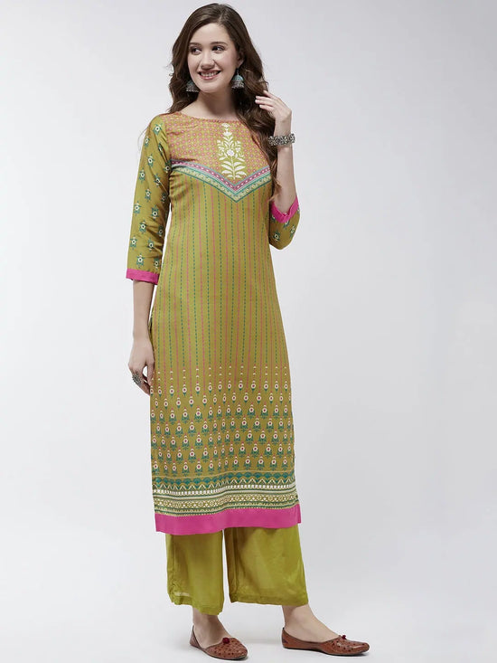 Jaipur Haat V-Shape Placement Kurta-PK4406GRN-S