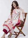 Bell Sleeves Layered Flamingo Printed Kurta-PK4375WHT-S