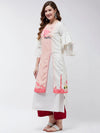 Double Layered Flamingo Printed Kurta-PK4372WHT-S