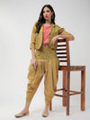 Jaipur Haat Leg 'O' Mutton Sleeves Jacket With Top And Dhoti Pant-PKC10104GRN-S