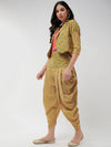 Jaipur Haat Leg 'O' Mutton Sleeves Jacket With Top And Dhoti Pant-PKC10104GRN-S