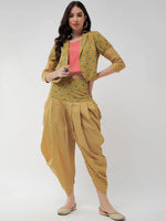 Jaipur Haat Leg 'O' Mutton Sleeves Jacket With Top And Dhoti Pant-PKC10104GRN-S