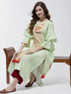 Double Layered Flamingo Printed Kurta-PK4372GRN-S