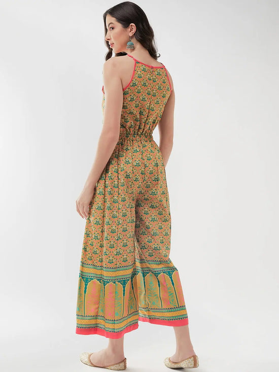 Jaipur Haat Strappy Printed Jumpsuit-PKJS616GRN-XS