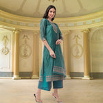 Festive Jacquard Neck Patch Kurta With Dupatta And Matching Pants-PKC10200-S