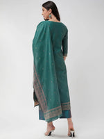 Festive Jacquard Neck Patch Kurta With Dupatta And Matching Pants-PKC10200-S