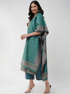 Festive Jacquard Neck Patch Kurta With Dupatta And Matching Pants-PKC10200-S