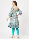 Wedding Inspired Digital Printed Flared Kurta With Lace Panels