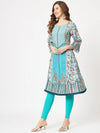 Wedding Inspired Digital Printed Flared Kurta With Lace Panels