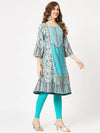 Wedding Inspired Digital Printed Flared Kurta With Lace Panels