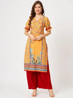 Wedding Inspired Digital Printed Kurta With Laced V-Neckline