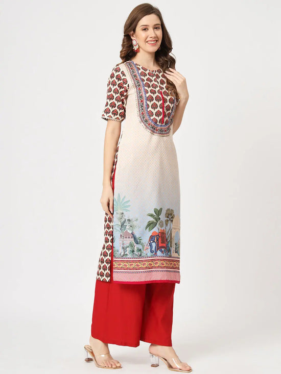 Wedding Inspired Digital Printed Kurta With Front Yoke