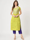 Festive U-Shape Embroidered Kurta With Contrasting Pants