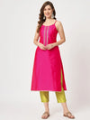 Festive Embroidered Strappy Kurta With Contrasting Pants