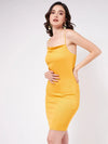 Solid Fitted Cowl Rib Dress