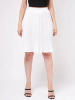 Solid Pleated Skirt-ZLB714WHT-XS