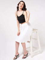 Solid Pleated Skirt-ZLB714WHT-XS