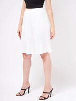 Solid Pleated Skirt-ZLB714WHT-XS